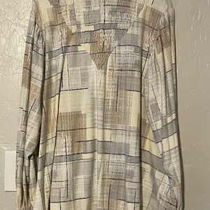 LuLaRoe Cream and Blue Patterned Top